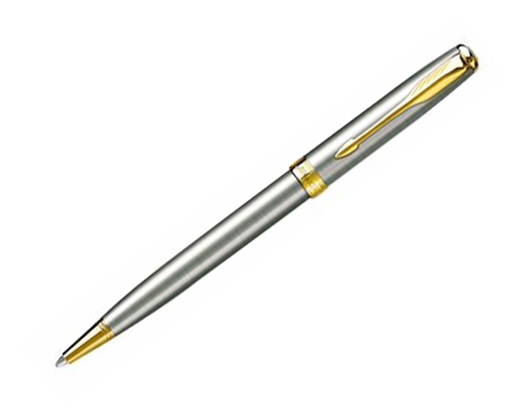 02. Parker \'New Sonnet\' Stainless Steel, Gold Trim Pen
