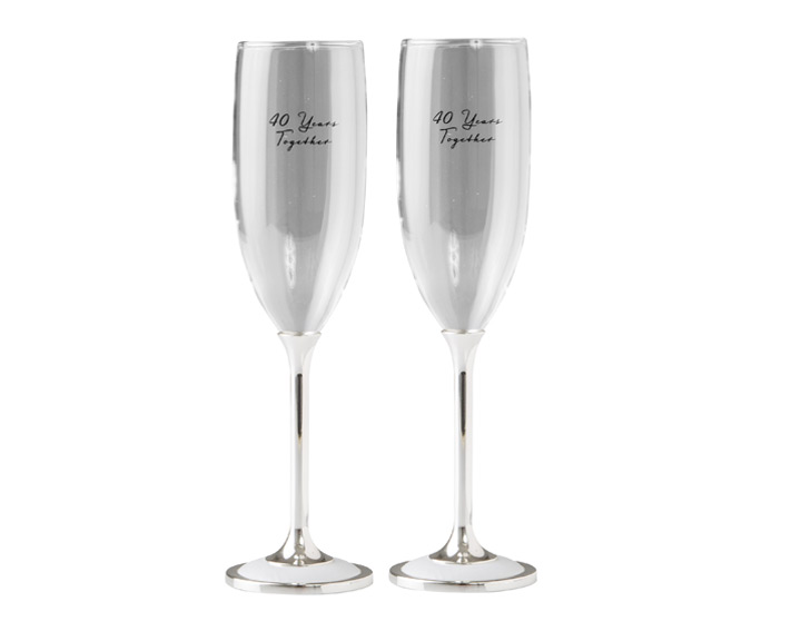 13. 40th Anniversary Set of 2 Champagne Flutes