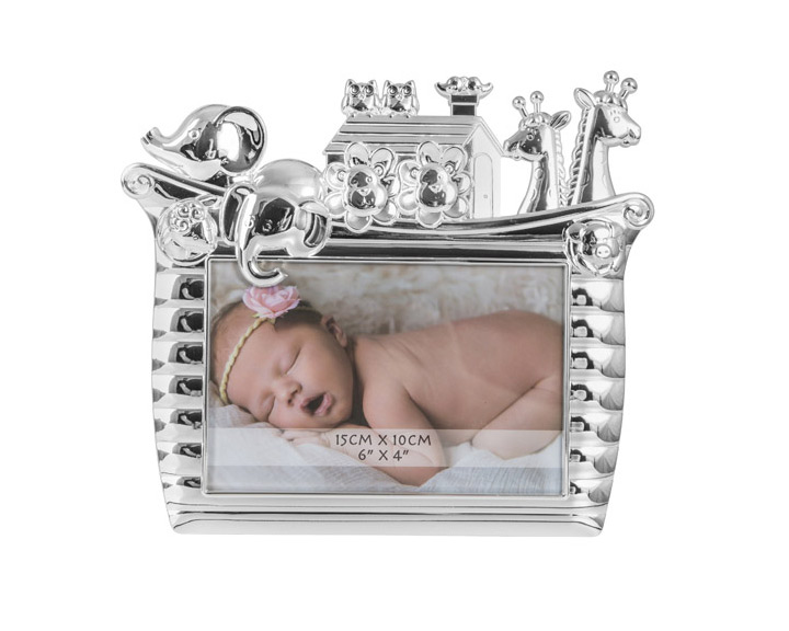 06. Noahs Ark Baby Frame, Silver Plated