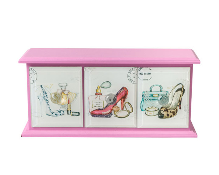 03. Stilettos Jewel Box, Wood with Glass Drawers