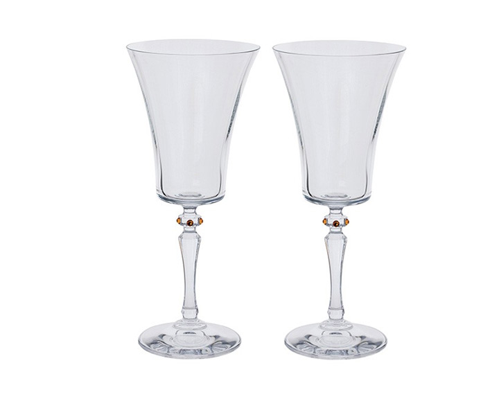 02. Dartington Crystal \'Regal Gold\' Wine Glasses, Set of 2