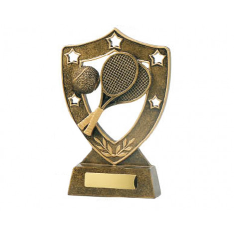 Medium Tennis Shield & Stars Resin Trophy