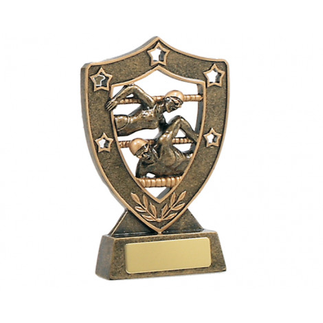 55. Medium Swimming Shield Resin Trophy