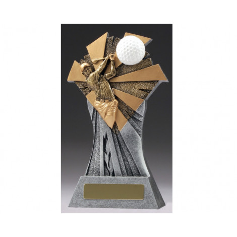 02. Medium Golf Smash Trophy Gold & Silver Resin Trophy