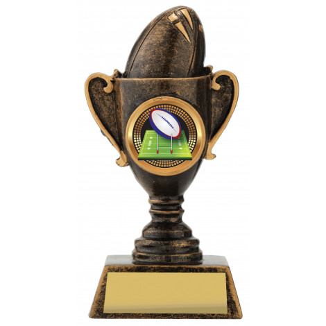 Rugby Mini Cup Trophy inc button