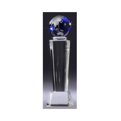 Blue & Silver Glass Globe  on Optical Crystal P