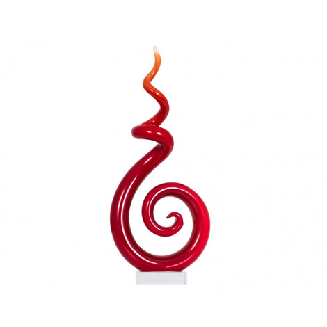14. Coloured Glass "Apex" Red Spiral on Base