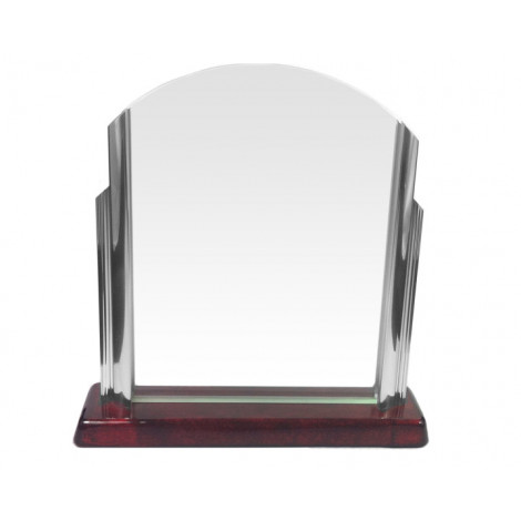 50. Chrome, Rosewood Finish Base Glass Award