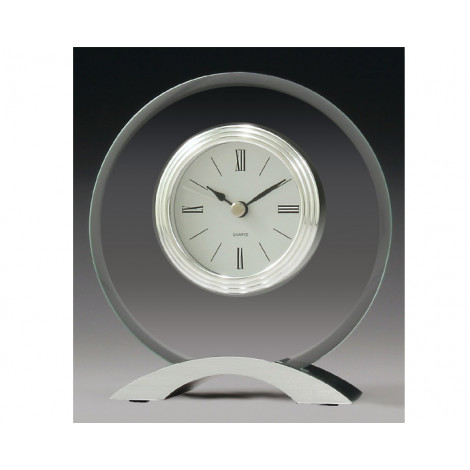 18. Glass & Chrome Round Mantel Clock