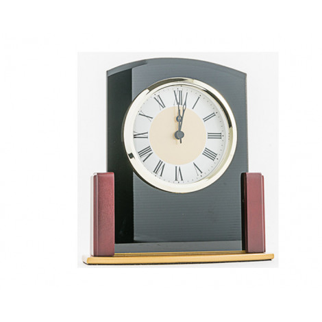 07. Black Glass & Wooden Clock