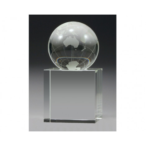 A131. Medium Optical Crystal World Globe on Base