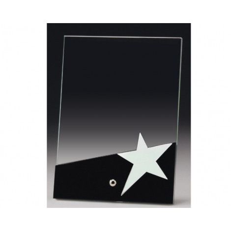 A202. Black & Chrome Star Glass Award