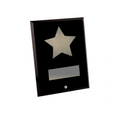 94. Large Black Rectangular Glass Chrome Star Award
