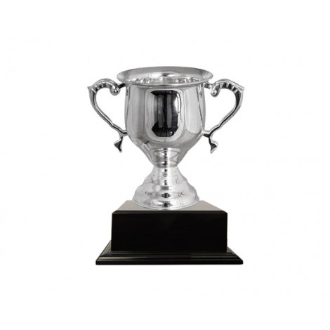 A153. Trophy Cup, Colonial Silver Plated Brass 16.5cm, Black Bas