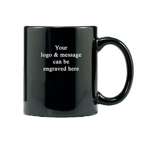 03. Black Ceramic Coffee Mug, Laserable