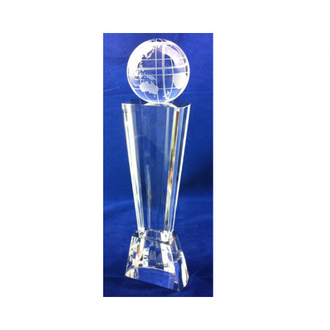 77. Large Crystal Globe Pillar Award