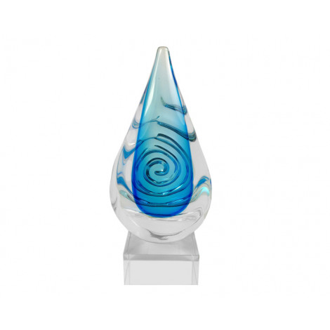 12. Coloured Glass 'Blue Spiral' Teardrop Award