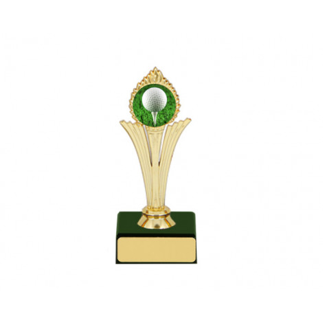62. 1" Gold Holder, Golf Trophy with Green Base