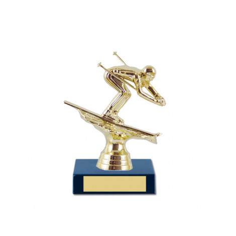 03. Snow Skiier Figure, Olympia Blue Base Trophy