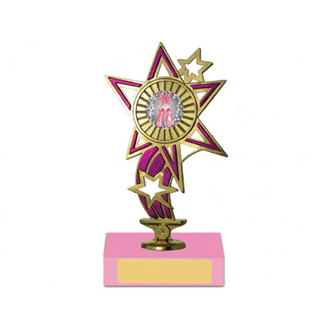 90. Gold/Pink 1" Star Holder, Pink Base