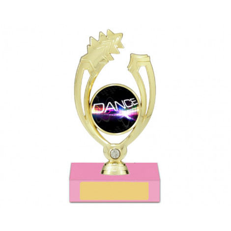 65. Dance Gold Star Holder with Diamonte, Pink Base
