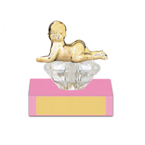 03. Baby Figure on Acrylic Diamond Riser on Pink Base