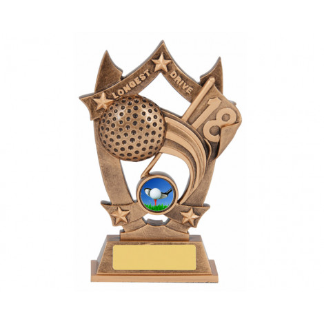 05. Longest Drive Golf Star Shield Resin Trophy