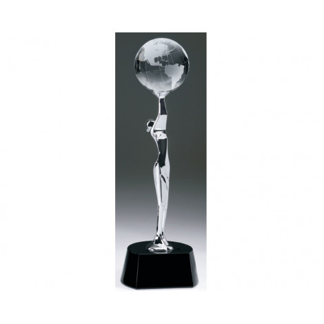 Large 'Global Celebration' Chrome Figure - Crystal Globe