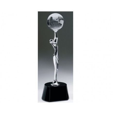 Medium 'Global Celebration' Chrome Figure - Crystal Globe