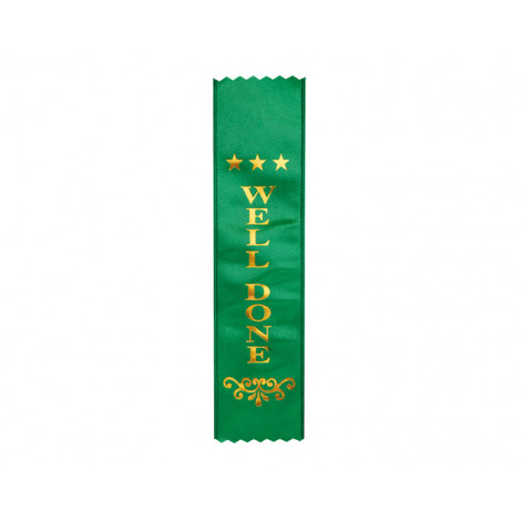 Well Done Green Ribbon, Gold Foiled Finish