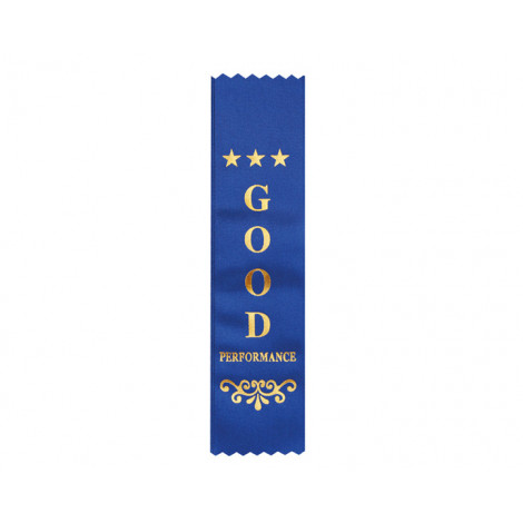 Good Performance Blue Ribbon, Gold Foiled Finish