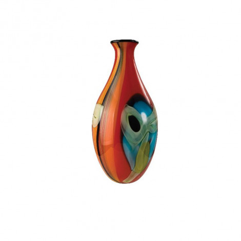 Coloured Glass Vase Abstract Red & Primary Colours