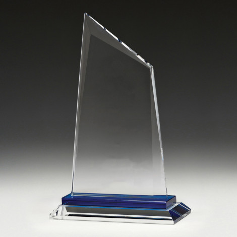 Large Glass Clear & Blue "Peak" Award