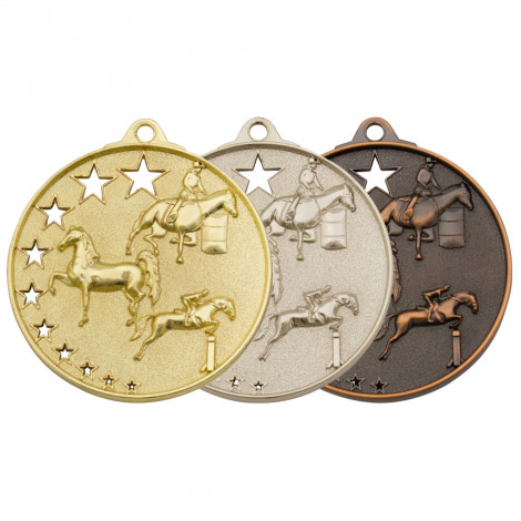 Equestrian Star Sculptured Medal