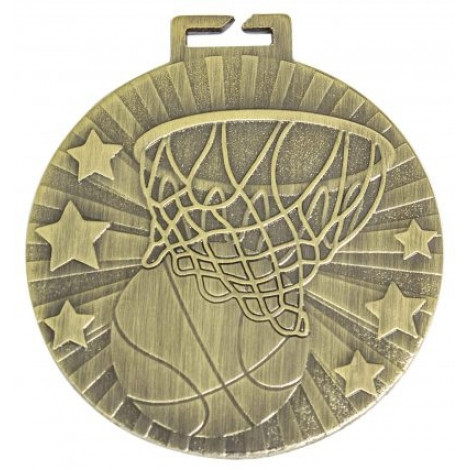 Basketball Cosmos Loop Medal, Antique Gold