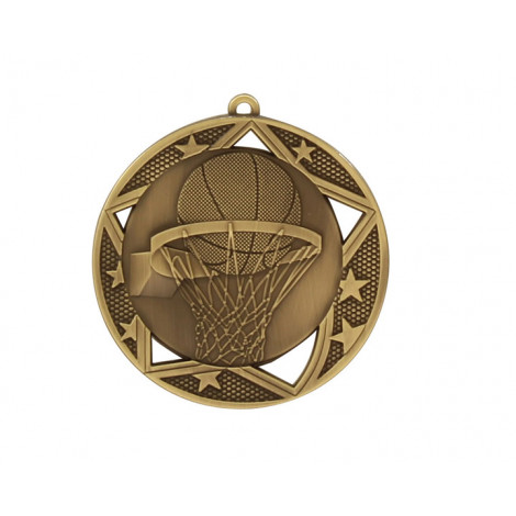Gold Basketball Star Medal 70mm