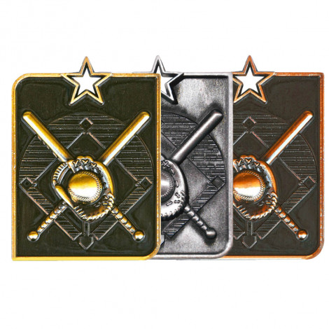 Baseball Rectangle Sculptured Medal
