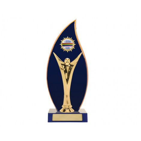 Royal Blue Flame & Base Wooden Trophy