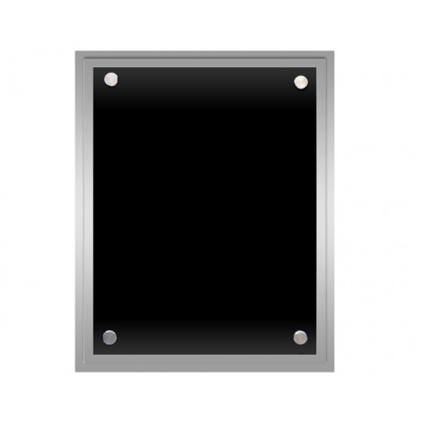 Large Black Coloured Glass on Silver Gloss Plaque