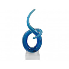 04. Coloured Glass Blue 'Victory' Knot on Base Award