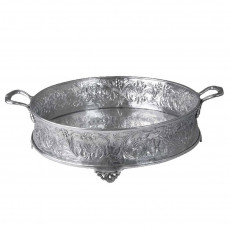 Embossed Circular Tray with Handles 