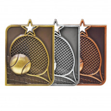 Tennis Rectangle Star Sculptured Medal
