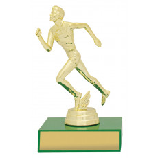 Athletics Track Green Timber Column Trophy