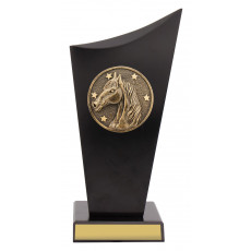 Horse Trophy, Black Timber Spartan Crest