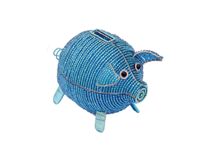 40. Beadworx Art Glass Beads Piggy Bank - Blue