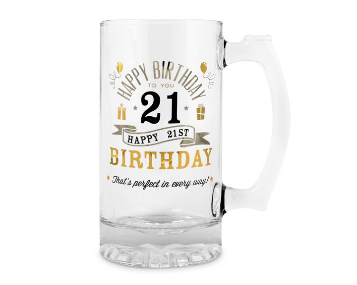 14. 21st Birthday Glass Tankard