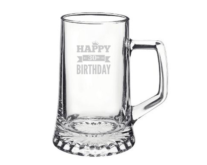 01. 30th Birthday Bormioli Stern Glass Beer Mug