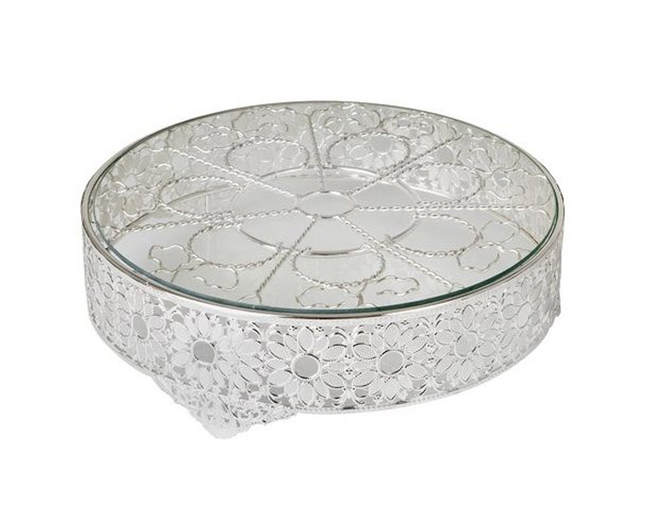04. "Daisy" Silver Plated & Glass Cake Stand