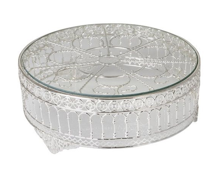 06. "Roman" Silver Plated & Glass Cake Stand