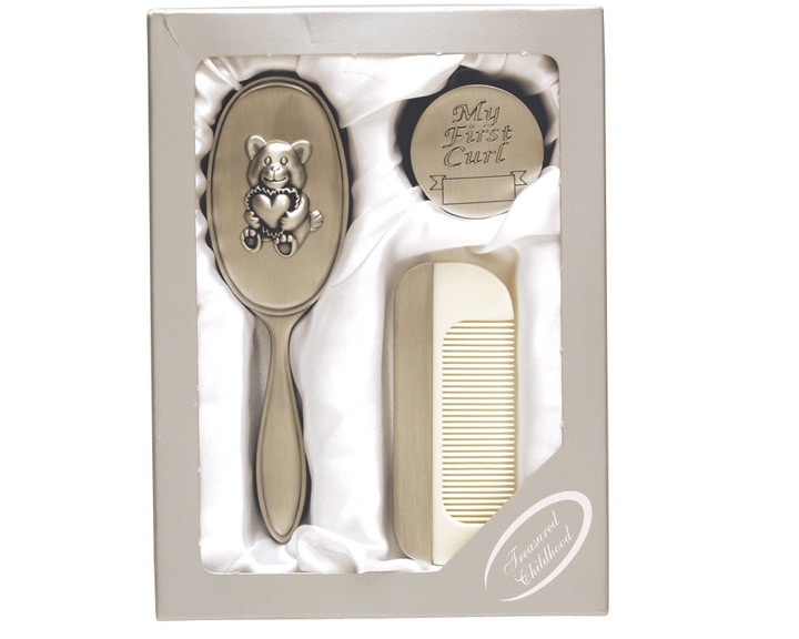 01. First Curl, Comb & Brush, Pewter Finish